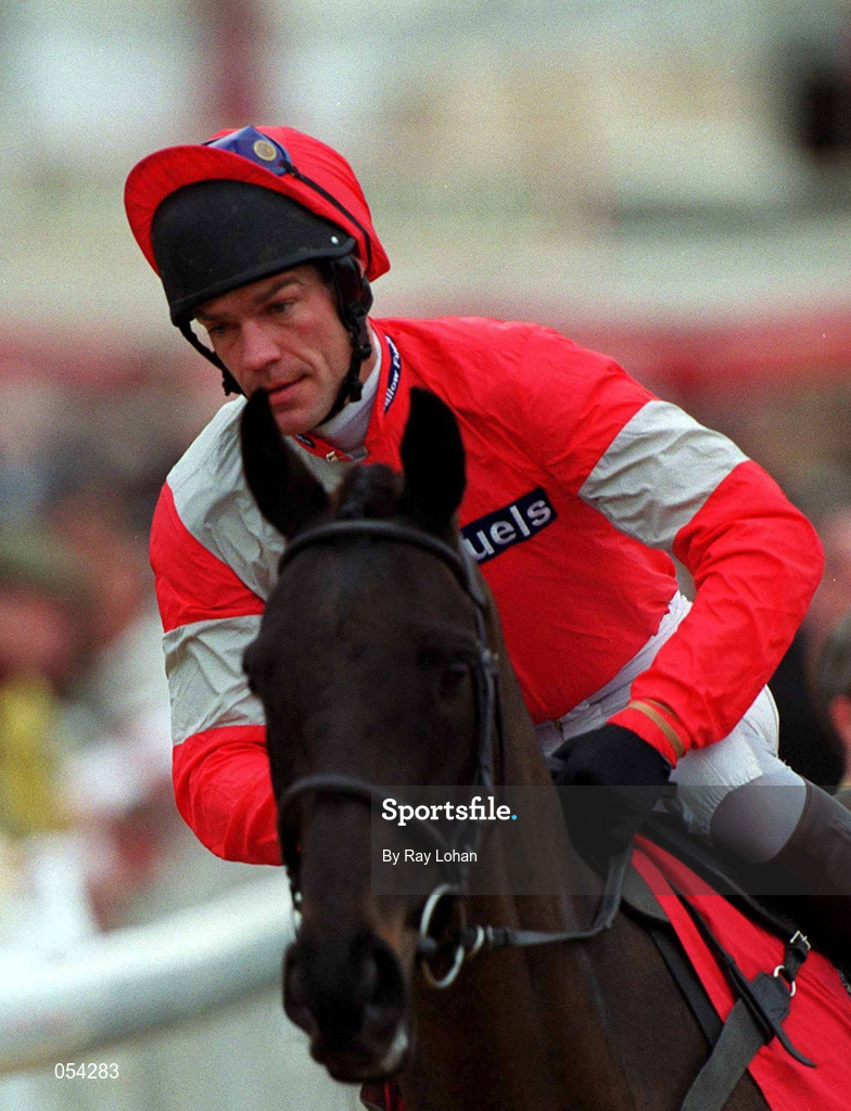 16 March 2000; Forest Fountain, with John Pritchard up, canters to the start of the Christie's Foxhunter Chase Challenge Cup on Day Three of the Cheltenham Racing Festival at Prestbury Park in Cheltenham, England. Photo by Ray Lohan/Sportsfile