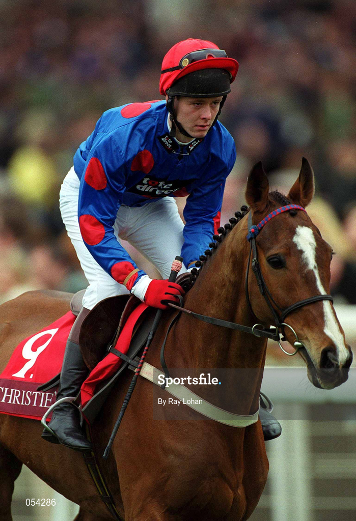 16 March 2000; Little Buck with Keith Culligan up, canters to the start of the Christie's Foxhunter Chase Challenge Cup on Day Three of the Cheltenham Racing Festival at Prestbury Park in Cheltenham, England. Photo by Ray Lohan/Sportsfile