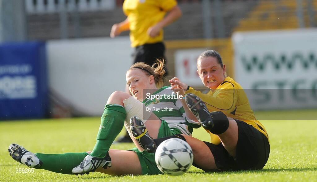 25 July 2009; Mary Waldron, St. Francis, in action against Susan Heapes, St Catherine's LFC. FAI Umbro Women's Senior Cup Final, FAI Umbro Women's Senior Cup Final, St Catherine's LFC v St Francis, Richmond Park, Dublin. Picture credit: Ray Lohan / SPORTSFILE