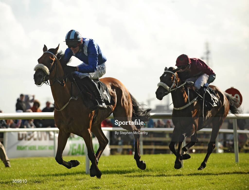 27 July 2009; Ghimaar, with Robbie McNamara up, on their way to winning the Carlton.ie/Galwaycity Handicap, from eventual second Evening Rushour, with Andrew Duff up. Galway Racing Festival, Ballybrit, Galway. Picture credit: Stephen McCarthy / SPORTSFILE