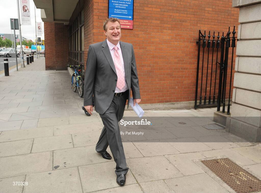 31 July 2009; Cork City owner and chairman Tom Coughlan, left, arrives at court for a judgement in the High Court after a winding up order was granted. High Court, Four Courts, Dublin. Picture credit: Pat Murphy / SPORTSFILE