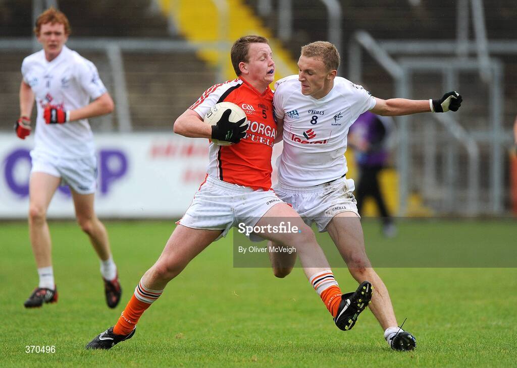 1 August 2009; Declan McKenna, Armagh, in action against Tomas Moolick, Kildare. ESB GAA Football All-Ireland Minor Championship Quarter-Final, Armagh v Kildare, Kingspan Breffni Park, Cavan. Picture credit: Oliver McVeigh / SPORTSFILE