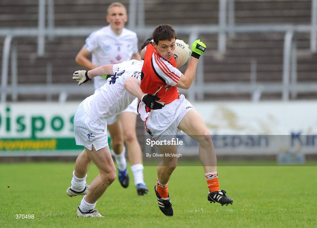 1 August 2009; James Morgan, Armagh, in action against Padraig Fogarty, Kildare. ESB GAA Football All-Ireland Minor Championship Quarter-Final, Armagh v Kildare, Kingspan Breffni Park, Cavan. Picture credit: Oliver McVeigh / SPORTSFILE