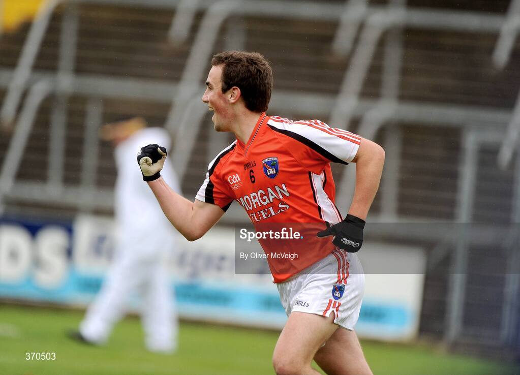 1 August 2009; Niall Rowland, Armagh, celebrates after scoring the final point. ESB GAA Football All-Ireland Minor Championship Quarter-Final, Armagh v Kildare, Kingspan Breffni Park, Cavan. Picture credit: Oliver McVeigh / SPORTSFILE