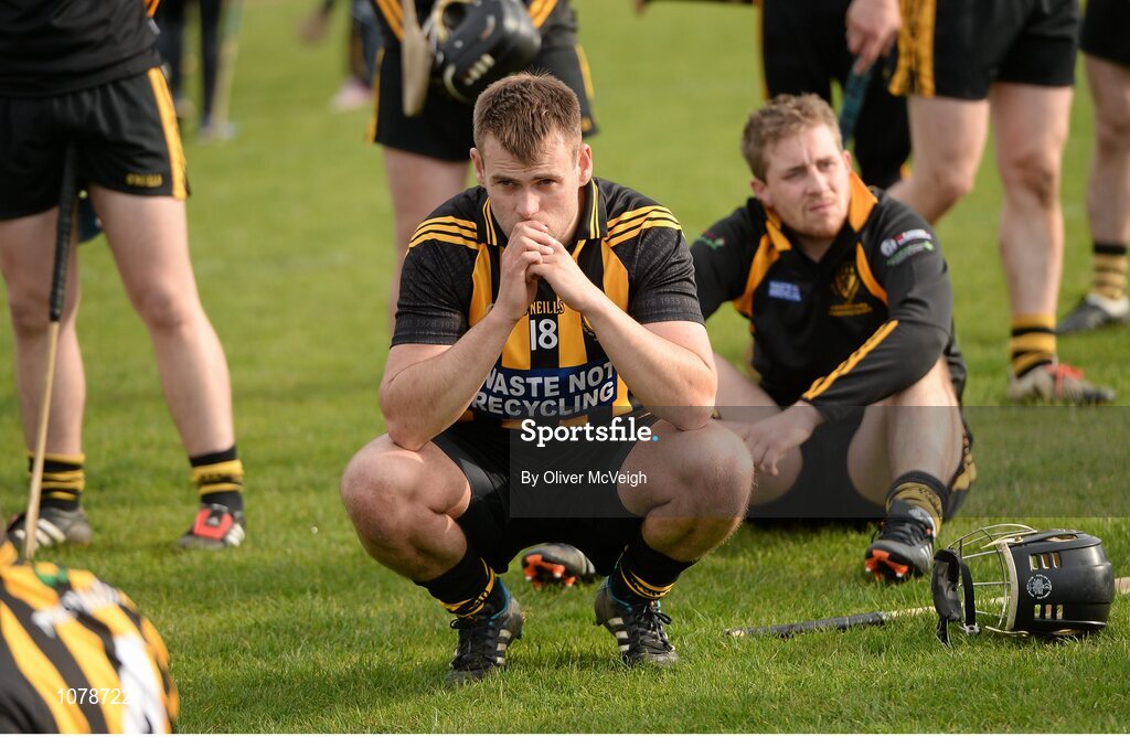 27 September 2015; A dejected Paul McLernon, Ballycastle McQuilla, after the game. Antrim Senior Championship Hurling Final, Ruairi Og Cushendall v Ballycastle McQuillan, Dunloy GAA Club, Dunloy, Co. Antrim. Picture credit: Oliver McVeigh / SPORTSFILE