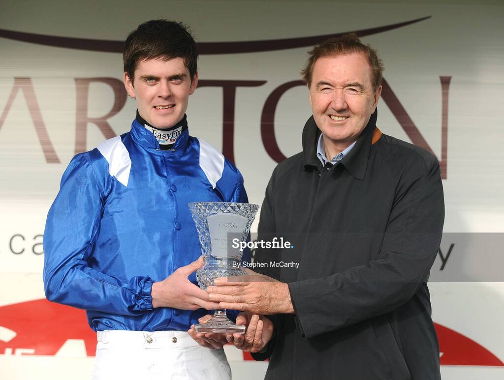 27 July 2009; Jockey Robbie McNamara and trainer Dermot Weld after winning the Carlton.ie/Galwaycity Handicap with Ghimaar. Galway Racing Festival, Ballybrit, Galway. Picture credit: Stephen McCarthy / SPORTSFILE