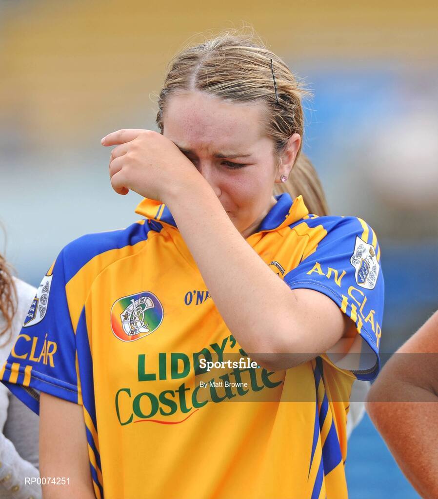 8 August 2009; A dejected Aiveen O'Shea, Clare, after the game. All-Ireland Camogie Minor A Championship Final, Kilkenny v Clare, Semple Stadium, Thurles, Co. Tipperary. Picture credit: Matt Browne / SPORTSFILE
