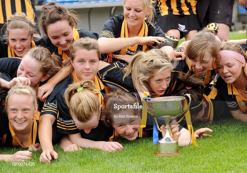 8 August 2009; Kilkenny captain Alison Walsh, with the cup, celebrates with her team-mates. All-Ireland Camogie Minor A Championship Final, Kilkenny v Clare, Semple Stadium, Thurles, Co. Tipperary. Picture credit: Matt Browne / SPORTSFILE