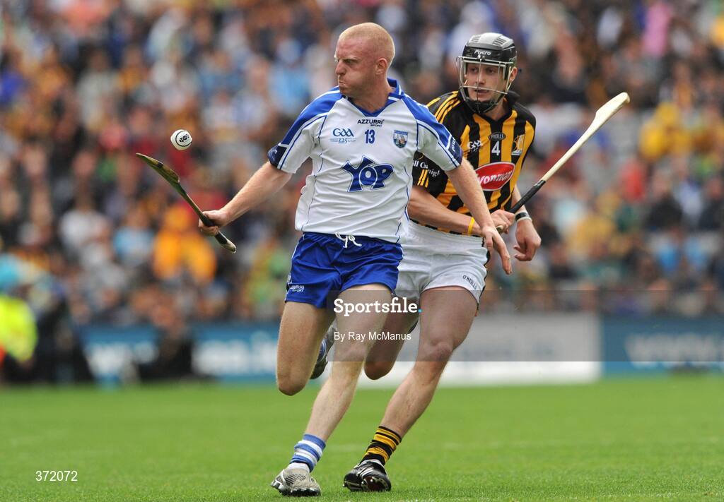 9 August 2009; John Mullane, Waterford, in action against Jackie Tyrrell, Kilkenny. GAA Hurling All-Ireland Senior Championship Semi-Final, Kilkenny v Waterford, Croke Park, Dublin. Picture credit: Ray McManus / SPORTSFILE