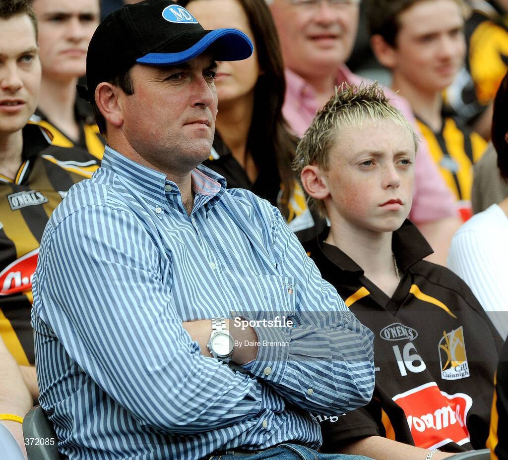 9 August 2009; Former Kilkenny goalkeeper James McGarry and his son Darragh watch on during the game. GAA Hurling All-Ireland Senior Championship Semi-Final, Kilkenny v Waterford, Croke Park, Dublin. Picture credit: Daire Brennan / SPORTSFILE