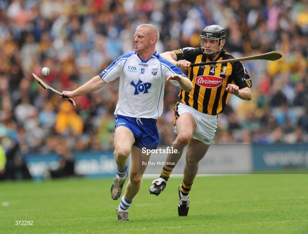 9 August 2009; John Mullane, Waterford, in action against Jackie Tyrrell, Kilkenny. GAA Hurling All-Ireland Senior Championship Semi-Final, Kilkenny v Waterford, Croke Park, Dublin. Picture credit: Ray McManus / SPORTSFILE