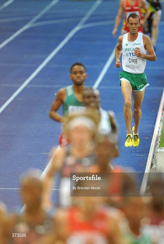 20 August 2009; Ireland's Alistair Cragg trails the pack during his heat of the Men's 5000m where he finished 13th in a time of 13:46.34 and failing to qualify for the Final on Sunday. 12th IAAF World Championships in Athletics, Olympic Stadium, Berlin, Germany. Picture credit: Brendan Moran / SPORTSFILE
