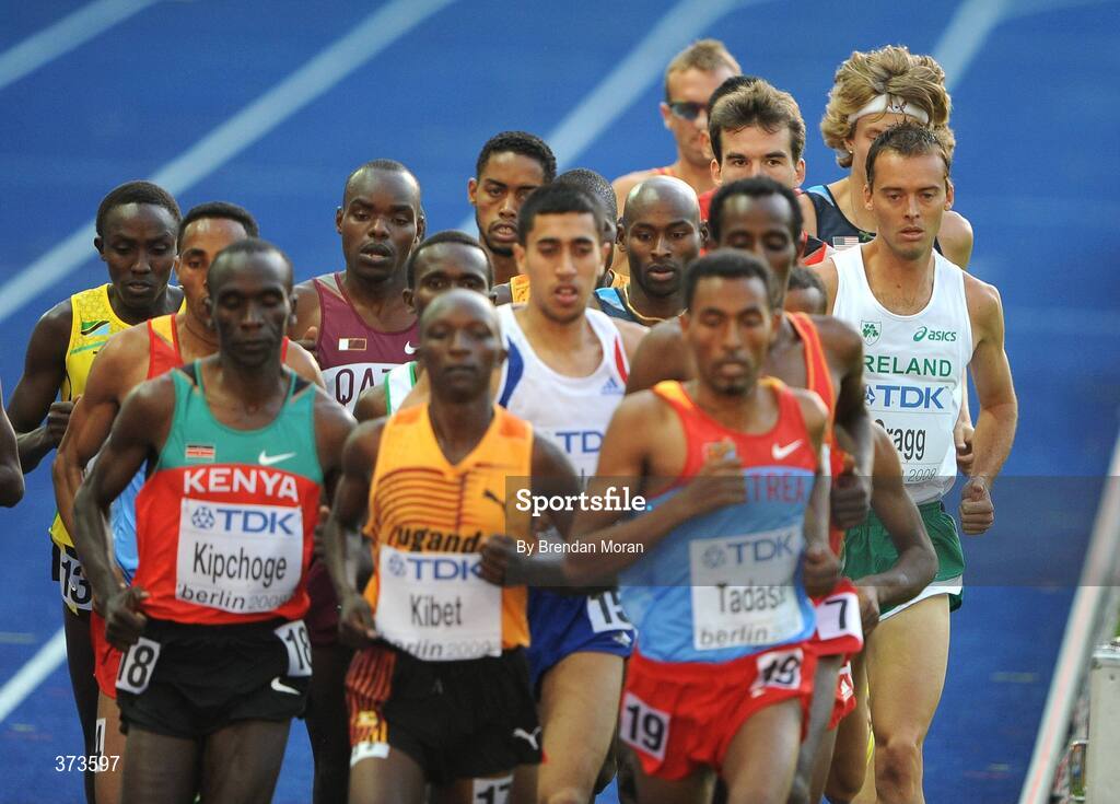 20 August 2009; Ireland's Alistair Cragg, right, in action during his heat of the Men's 5000m where he finished 13th in a time of 13:46.34 and failing to qualify for the Final on Sunday. 12th IAAF World Championships in Athletics, Olympic Stadium, Berlin, Germany. Picture credit: Brendan Moran / SPORTSFILE