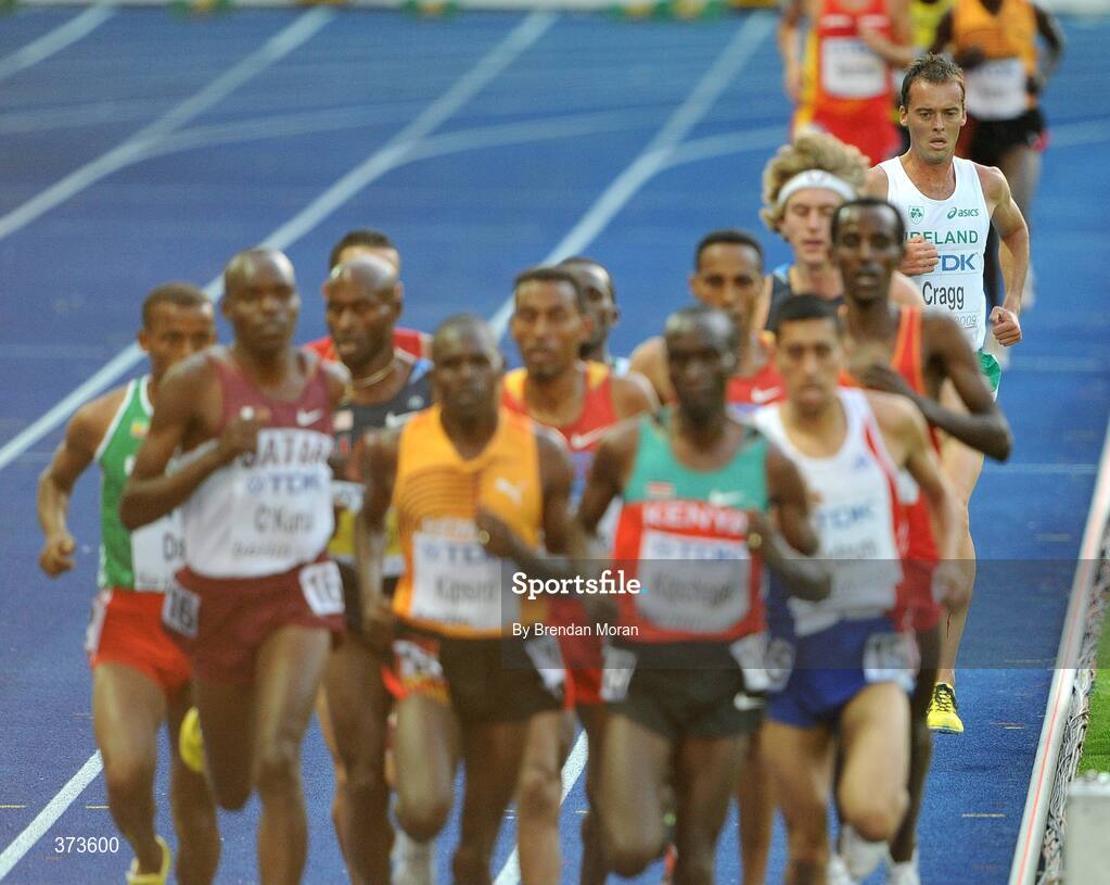 20 August 2009; Ireland's Alistair Cragg, right, trails the field during his heat of the Men's 5000m where he finished 13th in a time of 13:46.34 and failing to qualify for the Final on Sunday. 12th IAAF World Championships in Athletics, Olympic Stadium, Berlin, Germany. Picture credit: Brendan Moran / SPORTSFILE