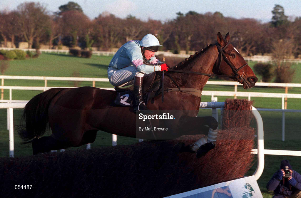 28 December 1999; Buck Rogers, with Kenneth Whelan up, jumps the last during The Eircsson Steeplechase at Leopardstown Racecourse in Dublin. Photo by Matt Browne/Sportsfile