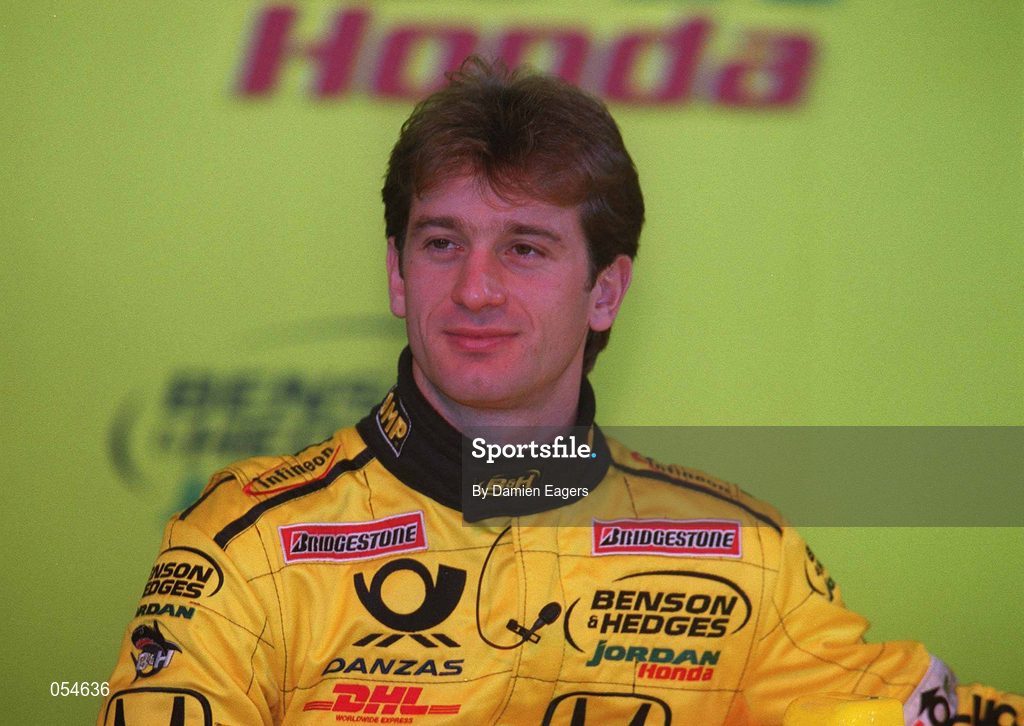 16 January 2000; Driver Jarno Trulli at the launch of Jordan Grand Prix's Honda powered EJ11 car at Silverstone Circuit in Towcester, England. Photo by Damien Eagers/Sportsfile