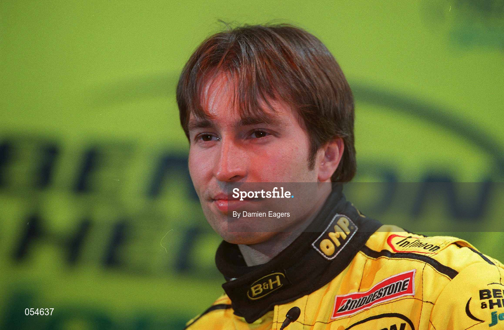 16 January 2000; Driver Heinz-Harald Frentzen at the launch of Jordan Grand Prix's Honda powered EJ11 car at Silverstone Circuit in Towcester, England. Photo by Damien Eagers/Sportsfile
