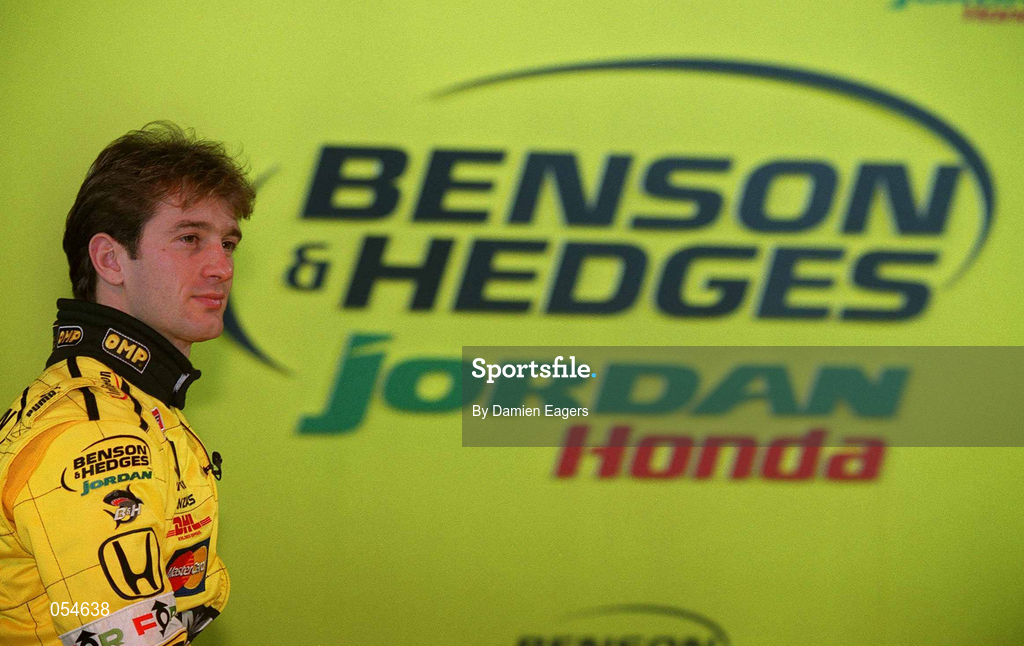 16 January 2000; Driver Jarno Trulli at the launch of Jordan Grand Prix's Honda powered EJ11 car at Silverstone Circuit in Towcester, England. Photo by Damien Eagers/Sportsfile