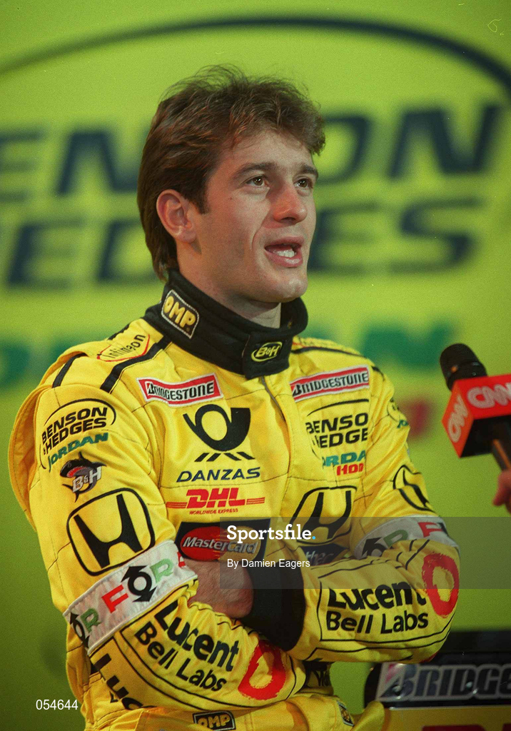 16 January 2000; Driver Jarno Trulli at the launch of Jordan Grand Prix's Honda powered EJ11 car at Silverstone Circuit in Towcester, England. Photo by Damien Eagers/Sportsfile