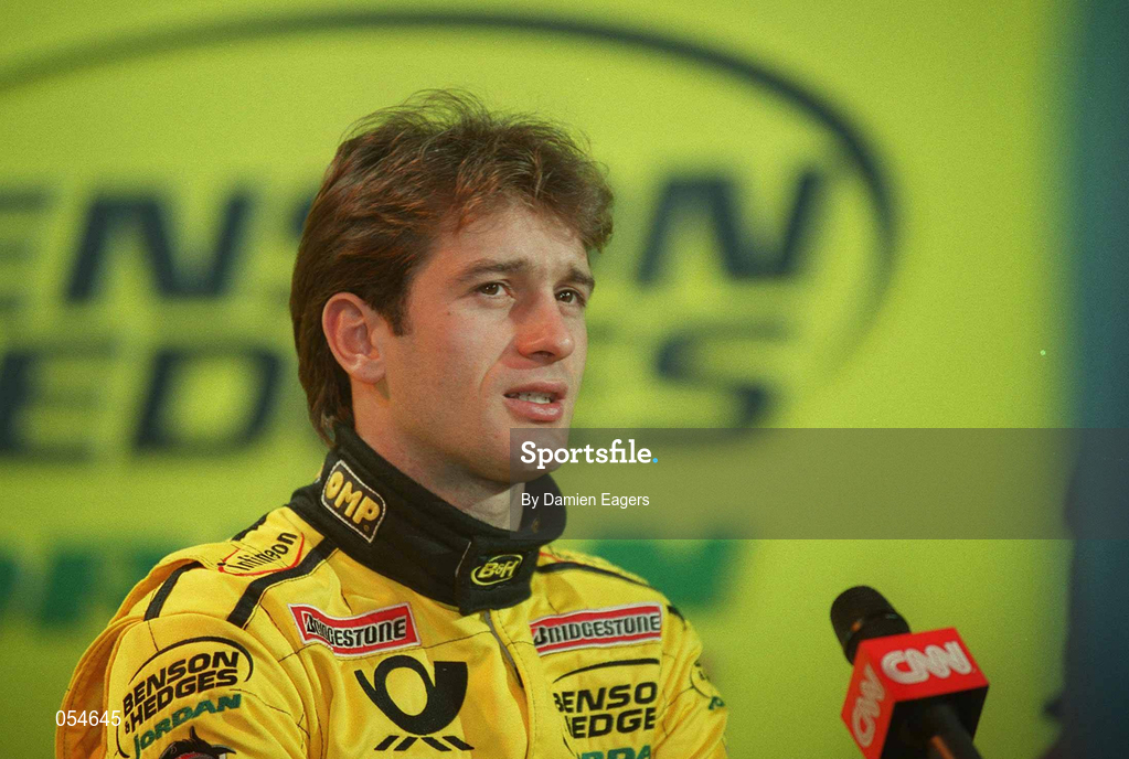 16 January 2000; Driver Jarno Trulli at the launch of Jordan Grand Prix's Honda powered EJ11 car at Silverstone Circuit in Towcester, England. Photo by Damien Eagers/Sportsfile