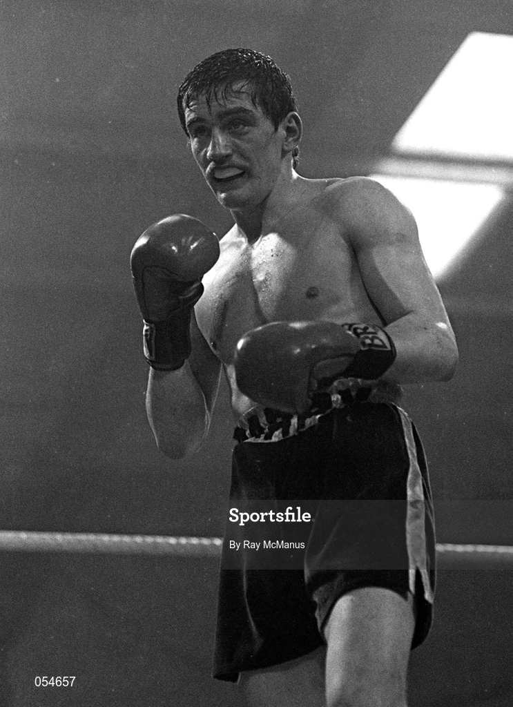 22 May 1983; Barry McGuigan during his featherweight bout against Samuel Meck at the Navan Exhibition Centre in Navan, Meath. Photo by Ray McManus/Sportsfile