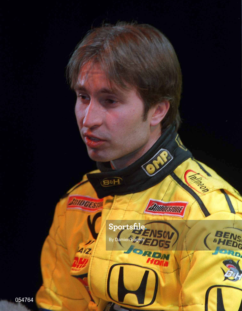 16 January 2000; Driver Heinz-Harald Frentzen at the launch of Jordan Grand Prix's Honda powered EJ11 car at Silverstone Circuit in Towcester, England. Photo by Damien Eagers/Sportsfile