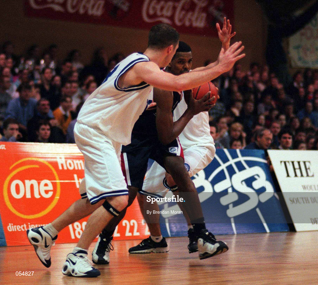 30 January 2000; Eric Blair of Denny Notre Dame in action against St. Vincents during the Senior Men's Sprite Cup Final between Denny Notre Dame and St Vincent's at the National Basketball Arena in Tallaght, Dublin. Photo by Brendan Moran/Sportsfile