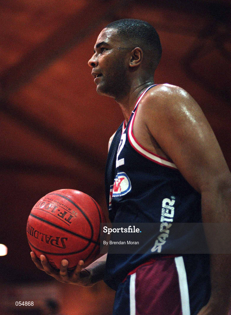 30 January 2000; Anthony Jenkins of Denny Notre Dame during the Senior Men's Sprite Cup Final between Denny Notre Dame and St Vincent's at the National Basketball Arena in Tallaght, Dublin. Photo by Brendan Moran/Sportsfile