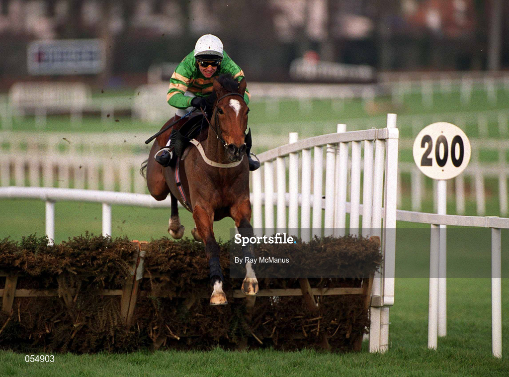 21 January 2001; Istabraq, with Charlie Swan up, clears the last on their way to win The AIG Europe Champion Hurdle at Leopardstown Racecourse in Dublin. Photo by Ray McManus/Sportsfile