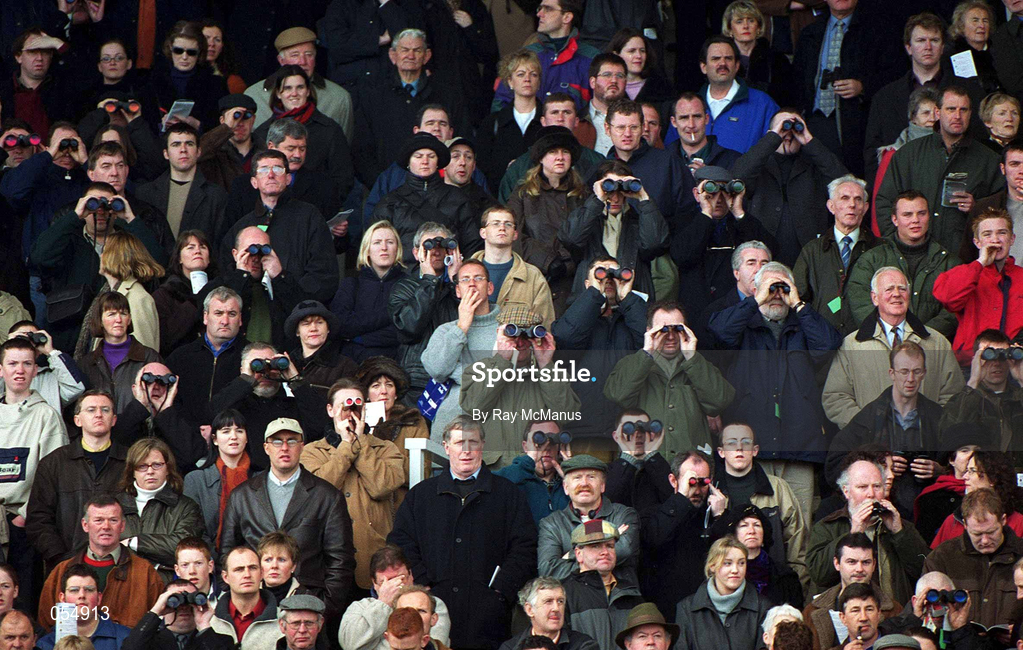21 January 2001; Racegoers watch The AIG Europe Champion Hurdle which was won by Istabraq at Leopardstown Racecourse in Dublin. Photo by Ray McManus/Sportsfile