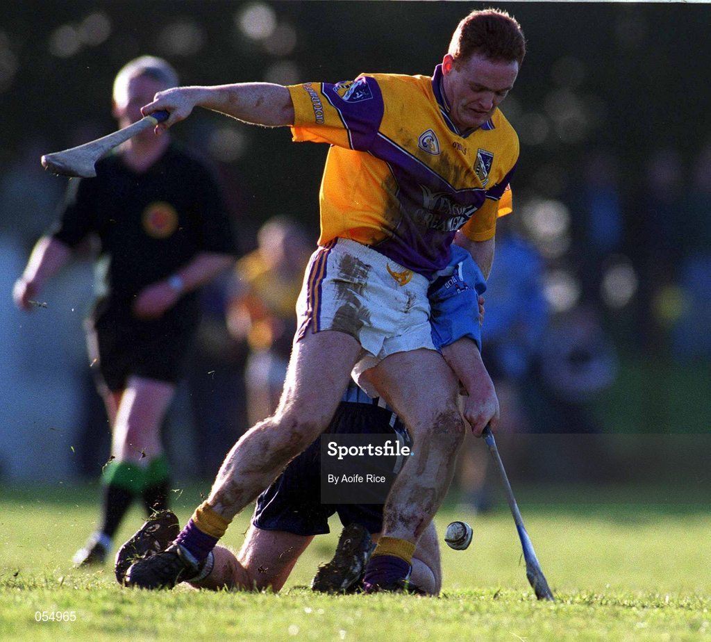21 January 2001; Rod Guiney of Wexford in action against Tomas McGrane of Dublin during the Walsh Cup Semi-Final match between Wexford and Dublin at Ferns in Wexford. Photo by Aoife Rice/Sportsfile