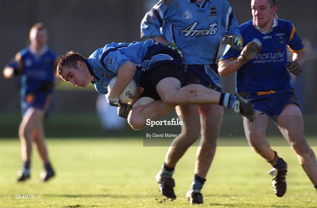 21 January 2001; Ciaran McGuinness of Dublin in action against Kieran Foley of Wicklow during the O'Byrne Cup Quarter-Final match between Wicklow and Dublin at the County Grounds in Aughrim, Wicklow. Photo by David Maher/Sportsfile