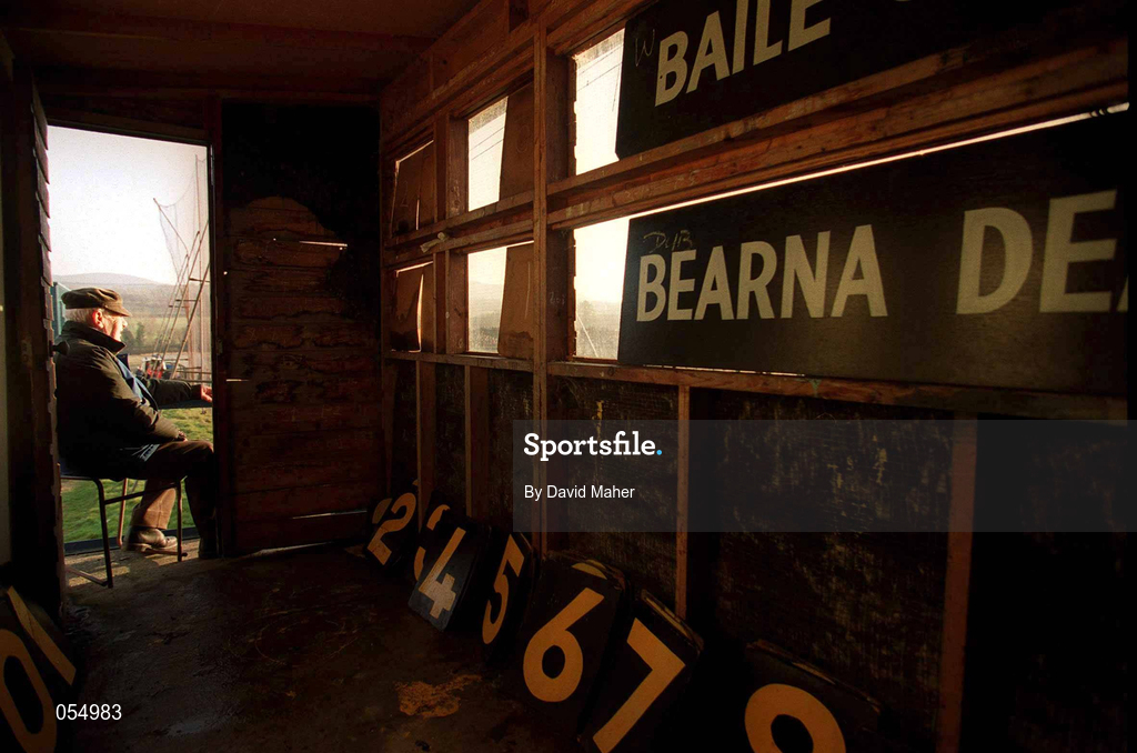 21 January 2001; The scoreboard operator watches the closing stages of the during the O'Byrne Cup Quarter-Final match between Wicklow and Dublin at the County Grounds in Aughrim, Wicklow. Photo by David Maher/Sportsfile
