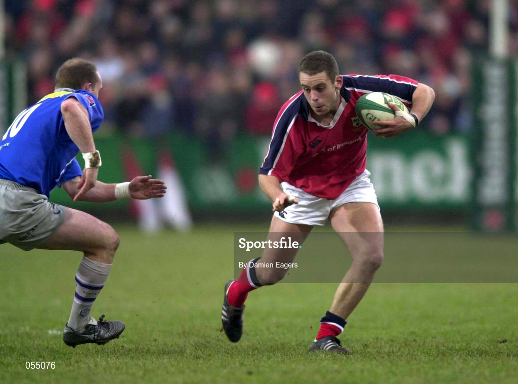 20 January 2001; Dominic Crotty of Munster in action against Gregor Townsend of Castres during the Heineken Cup Pool 4 Round 6 match between Munster and Castres at Musgrave Park in Cork. Photo by Damien Eagers/Sportsfile