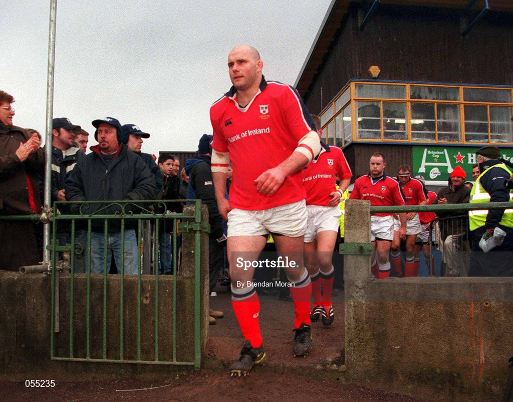 20 January 2001; John Hayes of Munster enters the field ahead of the Heineken Cup Pool 4 Round 6 match between Munster and Castres at Musgrave Park in Cork. Photo by Brendan Moran/Sportsfile