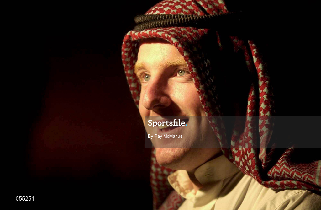 25 January 2001; Liam Hassett pictured during a traditional Bedouin evening during the Eircell GAA All-Star Tour to Dubai, United Arab Emirates. Photo by Ray McManus/Sportsfile