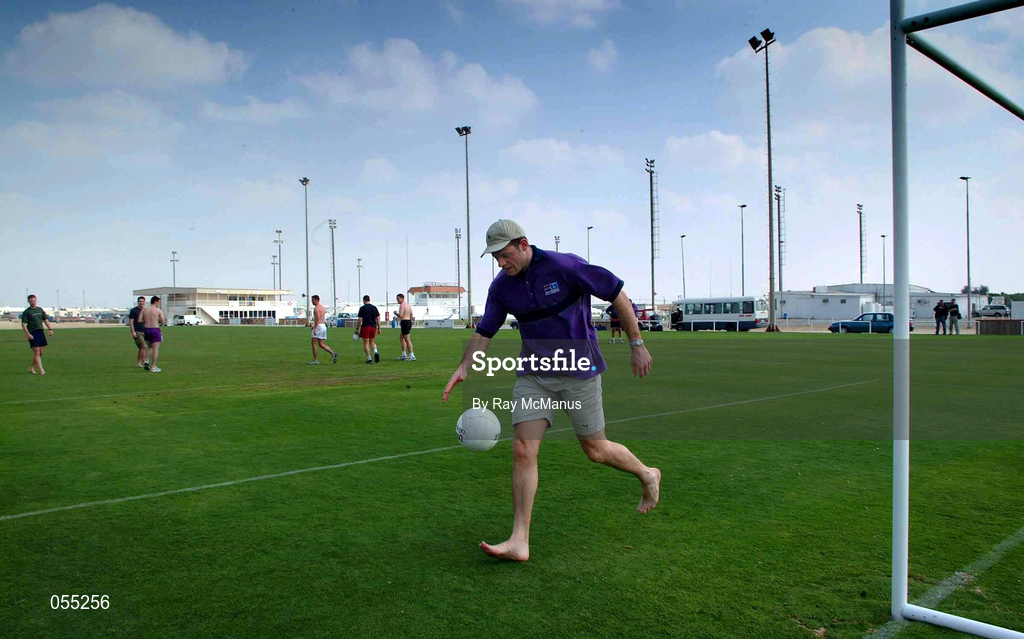 25 January 2001; Anthony Tohill during a light training session at the Dubai Rugby Ground during the Eircell GAA All-Star Tour to Dubai, United Arab Emirates. Photo by Ray McManus/Sportsfile