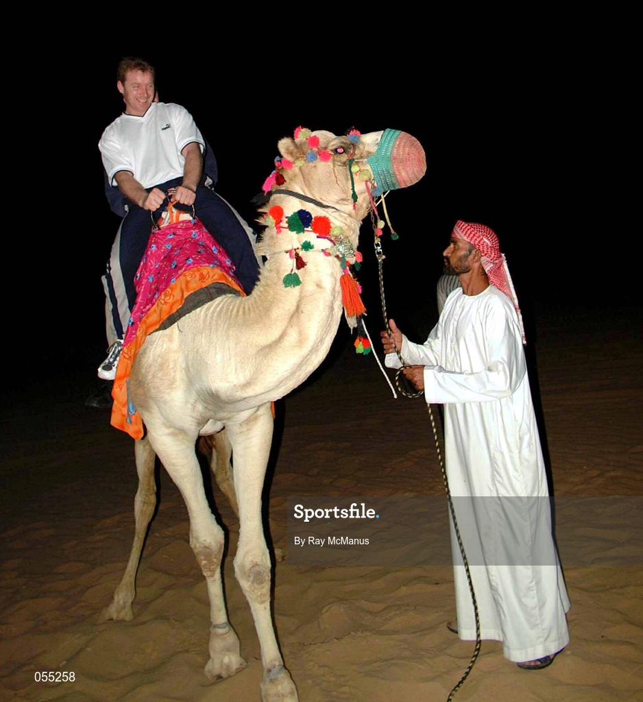 25 January 2001; Kieran McKeever pictured en-route to a traditional Bedouin evening during the Eircell GAA All-Star Tour to Dubai, United Arab Emirates. Photo by Ray McManus/Sportsfile