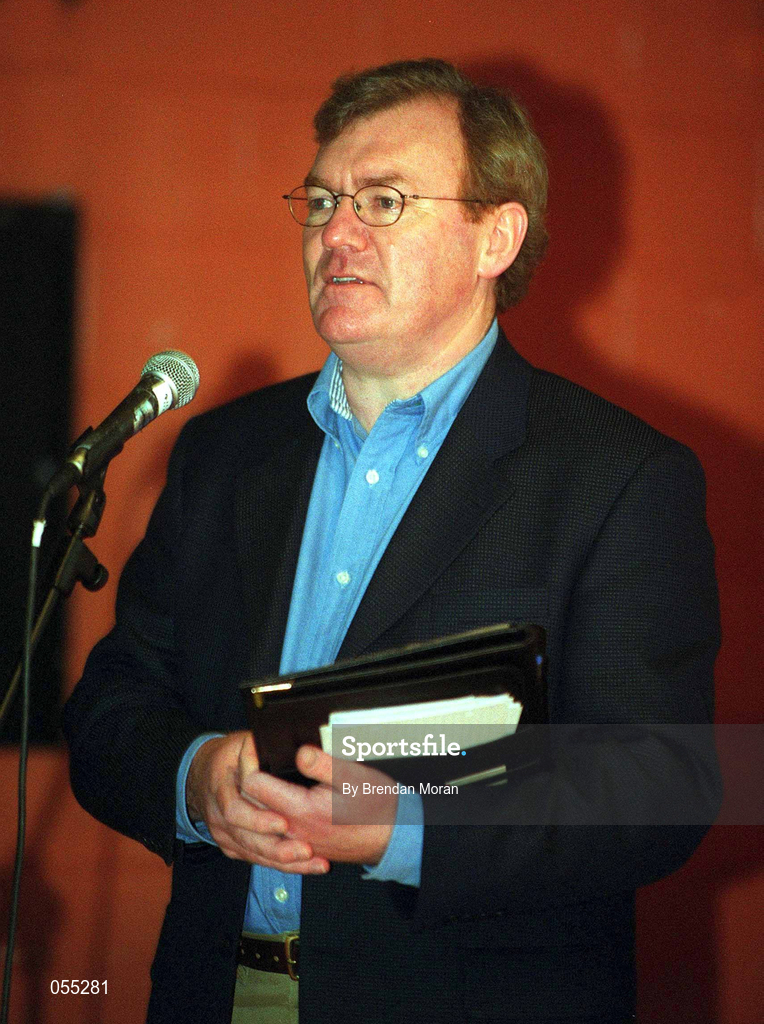 27 January 2001; Des Allen of Tennis Ireland during a press briefing in the Hilton Hotel after a meeting with representatives of the NOC Affiliated National Federations in the National Stadium in Dublin. Photo by Brendan Moran/Sportsfile. Photo by Brendan Moran/Sportsfile