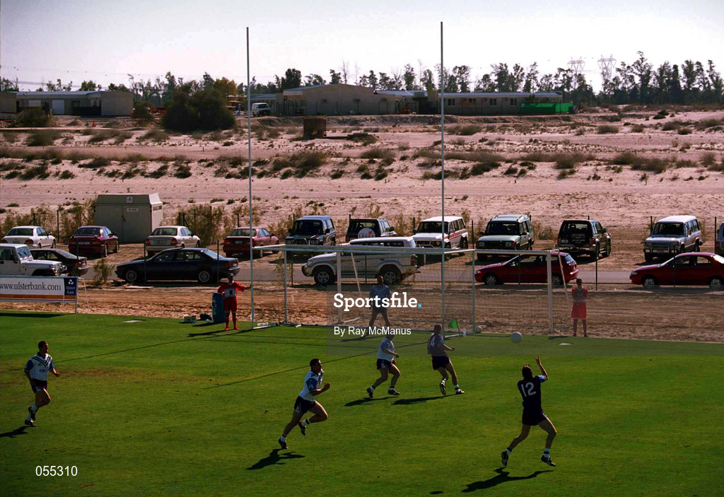 26 January 2001; James Horan gains possession for the 1999 All Stars during an exhibition match on the Eircell GAA All-Star tour at the Dubai Rugby Ground in Dubai, United Arab Emirates. Photo by Ray McManus/Sportsfile