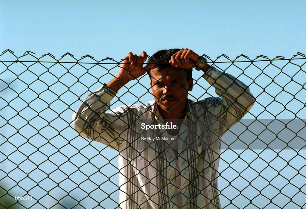 26 January 2001; Mr Ramakant Sharma watches on during an exhibition match on the Eircell GAA All-Star tour at the Dubai Rugby Ground in Dubai, United Arab Emirates. Photo by Ray McManus/Sportsfile