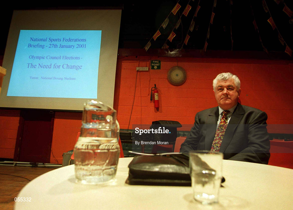 27 January 2001; Candidate for the Presidency of the Olympic Council of Ireland, Mr. Richard Burrows, during a press briefing in the Hilton Hotel after a meeting with representatives of the NOC Affiliated National Federations in the National Stadium in Dublin. Photo by Brendan Moran/Sportsfile