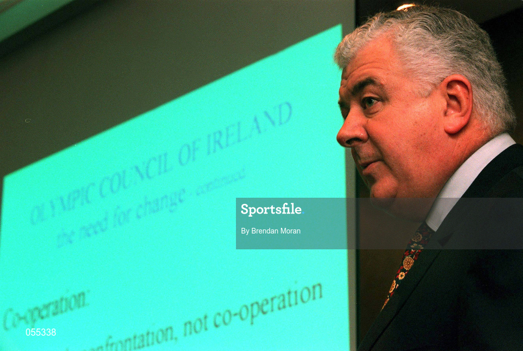 27 January 2001; Candidate for the Presidency of the Olympic Council of Ireland, Mr. Richard Burrows, during a press briefing in the Hilton Hotel after a meeting with representatives of the NOC Affiliated National Federations in the National Stadium in Dublin. Photo by Brendan Moran/Sportsfile