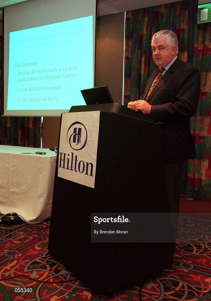 27 January 2001; Candidate for the Presidency of the Olympic Council of Ireland, Mr. Richard Burrows, during a press briefing in the Hilton Hotel after a meeting with representatives of the NOC Affiliated National Federations in the National Stadium in Dublin. Photo by Brendan Moran/Sportsfile
