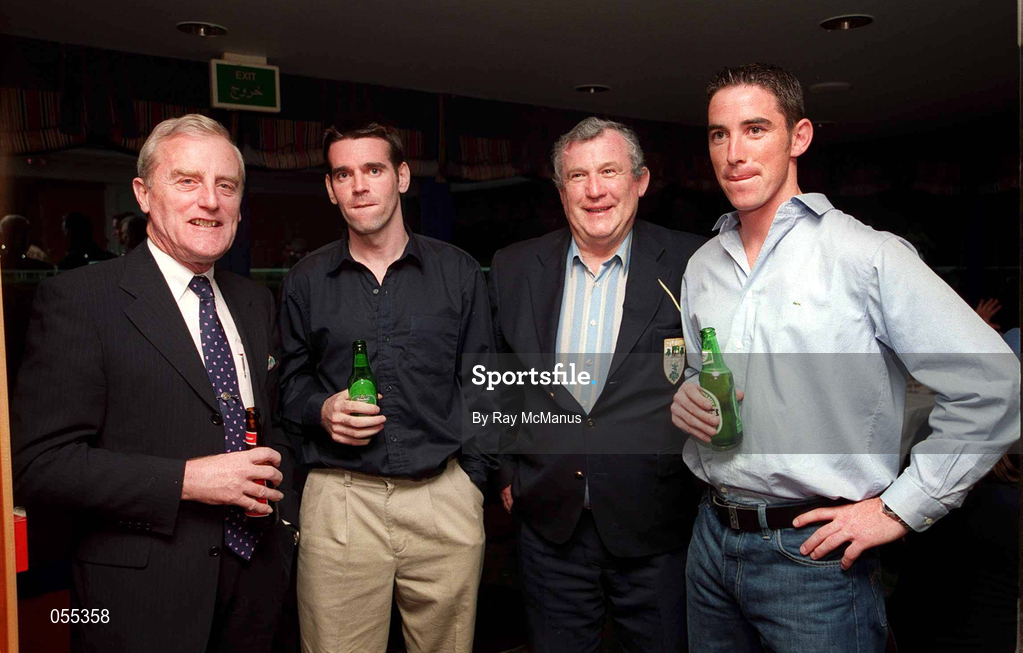26 January 2001; Pictured at the races in Dubai are, from left, Michael Osbourne, Ken Doyle, Eircell GAA All Star, Seamus Aldridge, and Anthony Rainbow on the Eircell GAA All-Star tour at the Dubai Rugby Ground in Dubai, United Arab Emirates. Photo by Ray McManus/Sportsfile