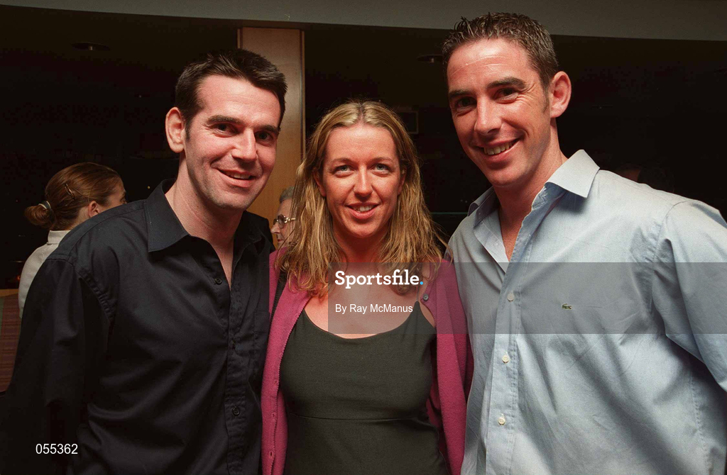 26 January 2001; Pictured at the races in Dubai are Kildare footballers and All-stars Ken Doyle and Anthony Rainbow, with Aisling Fennin on the Eircell GAA All-Star tour at the Dubai Rugby Ground in Dubai, United Arab Emirates. Photo by Ray McManus/Sportsfile