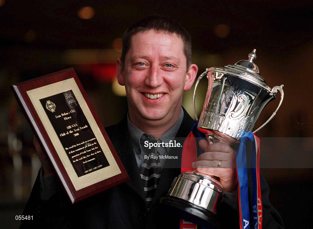 29 January 2001; Noel McChrystal, representing Sean Dolan's GAA Club, with the awards won for AIB Provincial Club of the Year and AIB GAA Club of the Year at an awards banquet in Croke Park in Dublin. Photo by Ray McManus/Sportsfile