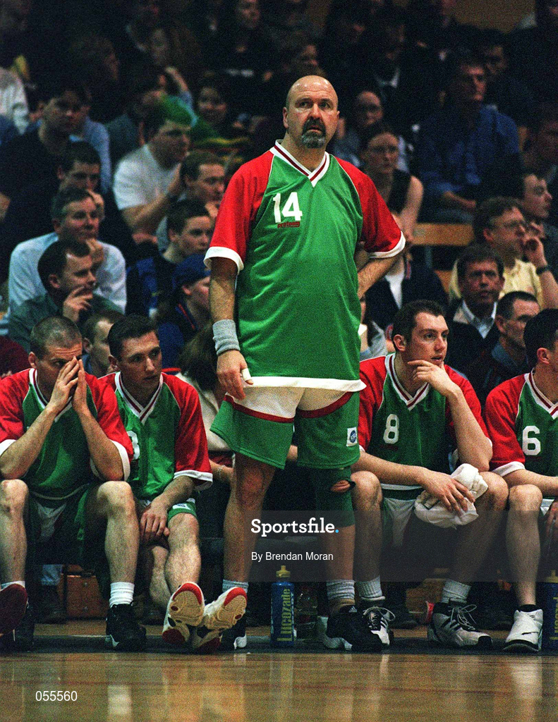 28 January 2001; Anthony McHale of Longnecks Ballina during the ESB Men's Cup Final match between Killester and Longnecks Ballina at the National Basketball Arena in Tallaght, Dublin. Photo by Brendan Moran/Sportsfile
