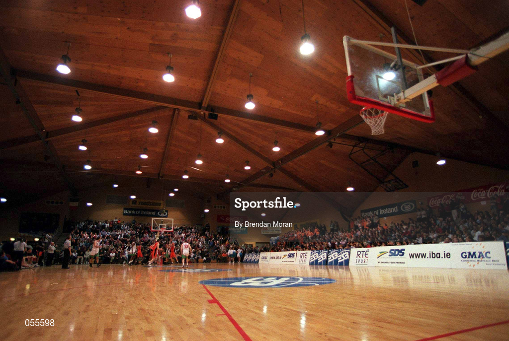 28 January 2001; A general view of the arena during the ESB Men's Cup Final match between Killester and Longnecks Ballina at the National Basketball Arena in Tallaght, Dublin. Photo by Brendan Moran/Sportsfile