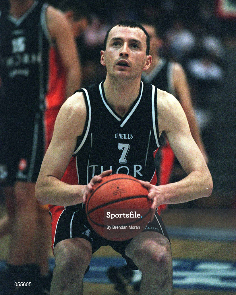 27 January 2001; Damien Sealy of Killester during the ESB Men's Cup Semi-Final match between Killester and Big Al's Notre Dame at the National Basketball Arena in Tallaght, Dublin. Photo by Brendan Moran/Sportsfile